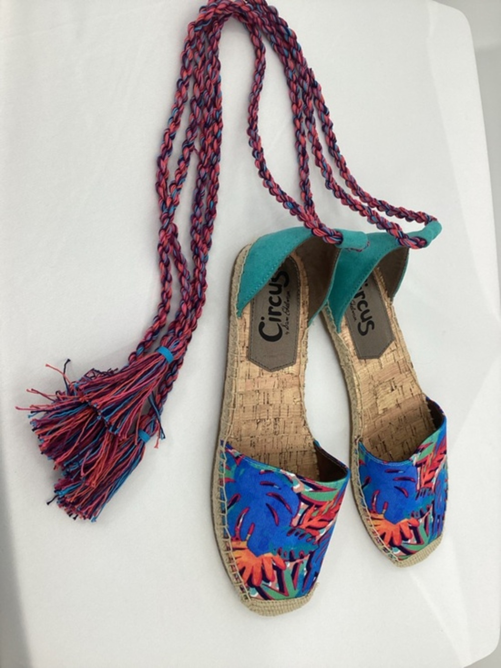 Sam Edelman Leonora Canvas  Braided Espadrille Flats TROPICAL Print